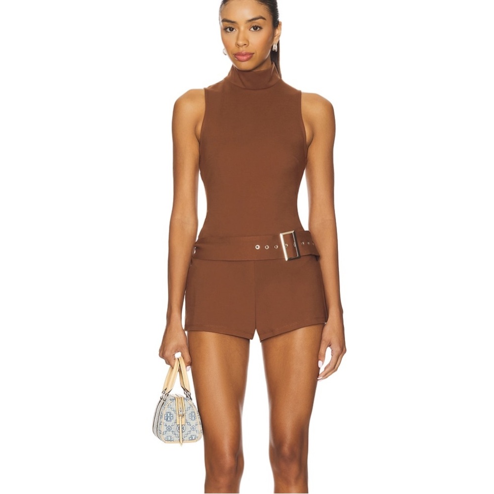 Superdown Evie Chocolate Brown Romper